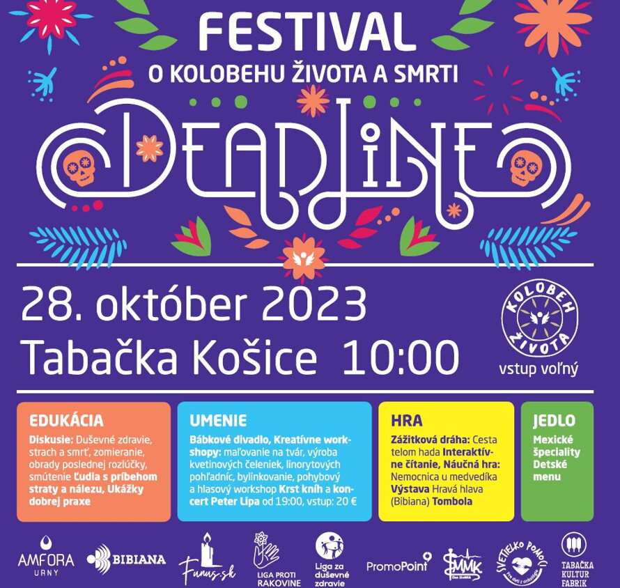 Festival DEADLINE o kolobehu života a smrti - 28.10.2023 od 10:00 v košickej Tabačke