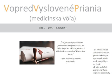 Vopred vyslovené priania/ medicínska vôľa